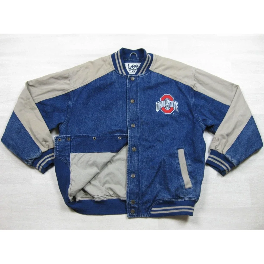 Vintage 90s Lee Sport Varsity Jacket Men's (L) Ohio State Buckeyes Denim